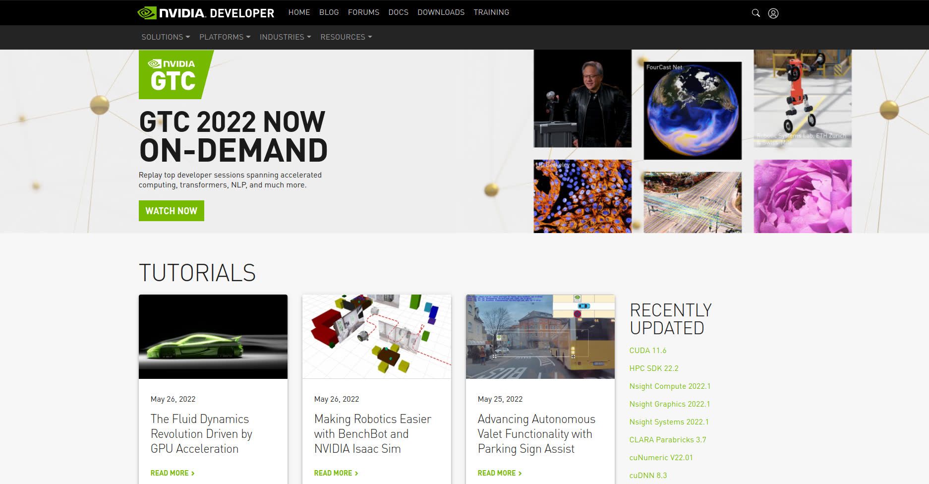 The BenchBot story, featured on homepage of the NVIDIA developers page